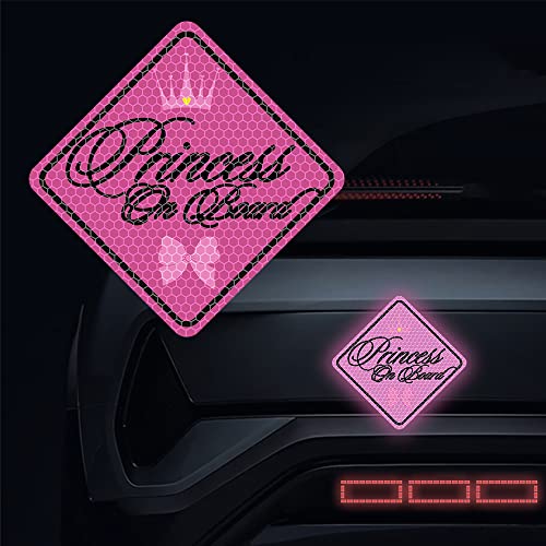 Dreothy Reflektierende Aufkleber Princess on Board für Autos lustige Krone Baby an Bord stark reflektierend Nachtsicherheit Warnaufkleber Vinyl-Aufkleber Autofenster SUV Stoßstangen-Aufkleber von Dreothy