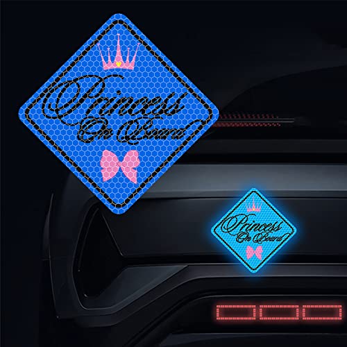 Dreothy Reflektierende Aufkleber Princess on Board für Autos lustige Krone Baby an Bord stark reflektierend Nachtsicherheit Warnaufkleber Vinyl-Aufkleber Autofenster SUV Stoßstangen-Aufkleber von Dreothy