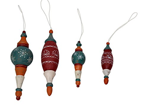 Drescher 4 x Weihnachtsschmuck,Ornamente aus Holz,Christbaumschmuck,Kugeln (Mix) von Drescher