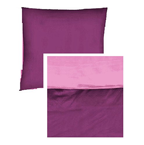 Dresscode 2er Pack Kissenbezug Kissen Kissenhülle Sofakissen Bettwaren 40x40 cm Microfaser Musterlos Uni Wende in Brombeer + Flieder von Dresscode