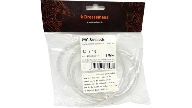 Dresselhaus Kraftstoffschlauch 5, 0 x 7, 4 mm (2 m im Polybeutel), Kraftstoffschlauch "4706" PVC von Dresselhaus