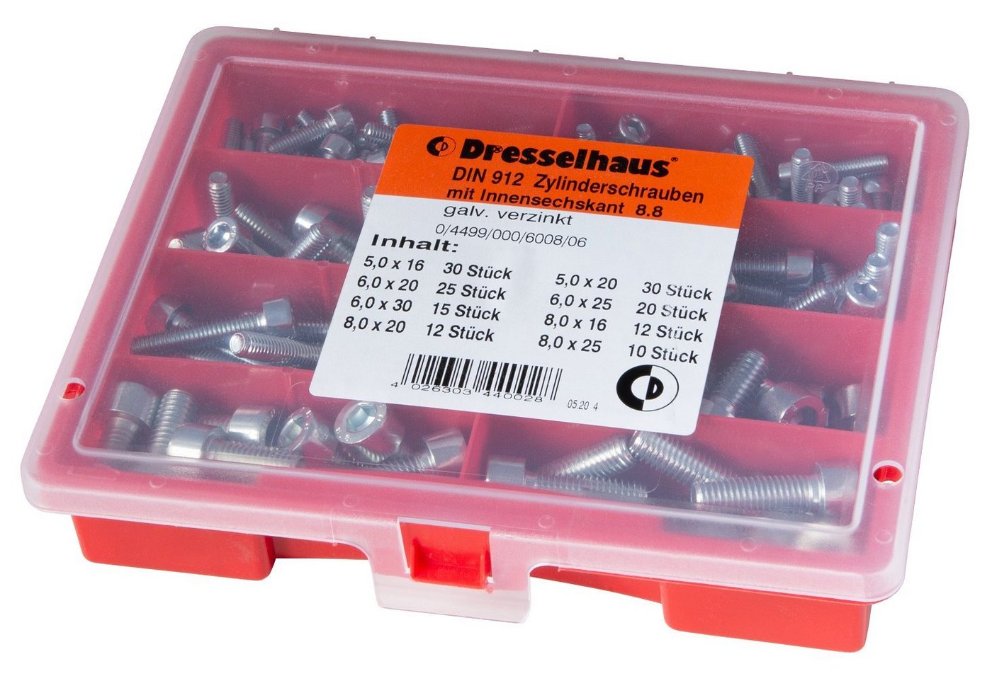 Dresselhaus Werkstatt-Set Dreselhaus Sortimente Kunststoffsichtkasten 8-tlg., DH-6008 von Dresselhaus
