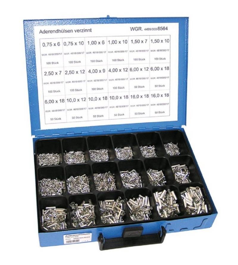 Dresselhaus Werkstatt-Set Sortiment Aderendhülsen Adernhülsen-Set 1400 tlg. Blechkasten Kabelhülsen 8564 von Dresselhaus