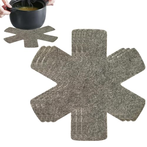 6 Stück Pfannenschoner, Rutschfester Hitzebeständiger Waschbarer Glasuntersetzer, Pfannenschutz Schutzmatte Vor Kratzer und Beulen, Tischuntersetzer, Filztopfmatte, für Pfannen und Töpfe von Dreuhuing