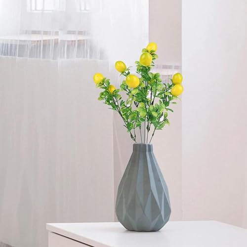 Dreuhuing 2 Künstliche Zitronenzweig, Gelbe Zitronen Stängel Gefälschtes Zitronen, Kunstzitronenzweig mit Grünen Blättern, Pflanzen Zitronenbaum Künstlich Zitronenfrüchten, Dekoration von Dreuhuing