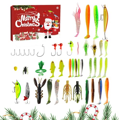 Dreuhuing 24 Tage Angel Weihnachts Adventskalender | Weihnachts Countdown Kalender mit Angelködern | Köder Set für Süßwasser Salzwasser Männer | Geschenk für Angler Enthusiasten Vater Opa Freund Dreuhuing 24 Tage Angel Weihnachts Adventskalender | Weihnachts Countdown Kalender mit Angelködern | Köder Set für Süßwasser Salzwasser Männer | Geschenk für Angler Enthusiasten Vater Opa Freund von Dreuhuing