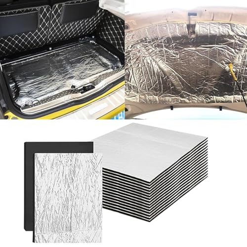 Dreuhuing Car Sound Deadening Material - 10 Stück Motorhaube Hitzeschutz Isolierplatten - Aluminiumfolie für Pickups Automotive Roller Auspuffanlage Motorhaube Feuerwand Kofferraum Tür Wand von Dreuhuing