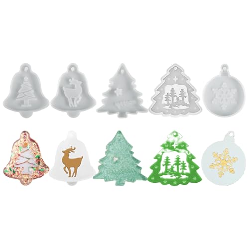Dreuhuing Christmas Silicone Molds, Weihnachtsschmuck Anhängerformen, Wiederverwendbare Formen Für Gips Fondant Ton, Betton Fondant Gips Kamin Tür von Dreuhuing