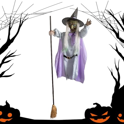 Dreuhuing Fliegende Hexe Halloween Deko,Außen Dekoration Fliegende Hexe - Festliche Beleuchtete Dekoration Für Halloween Feste Garten Outdoor Party Aktivitäten von Dreuhuing