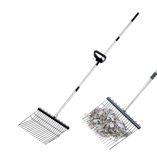 Dreuhuing Gartenharke Für Gartenarbeit,Verstellbare Gartenharke Mit Langem | Unkrautjäter Ergonomischer Grünflächenrechen Für Blätter Garten Und Rasenpflege von Dreuhuing