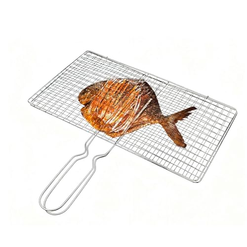 Dreuhuing Grillkorb | Edelstahl Grillrost Grillgitter,Grillzange Für Fleisch BBQ Garten Küche Hähnchen Steak Camping Angeln - Outdoor Camping Angeln Küche von Dreuhuing