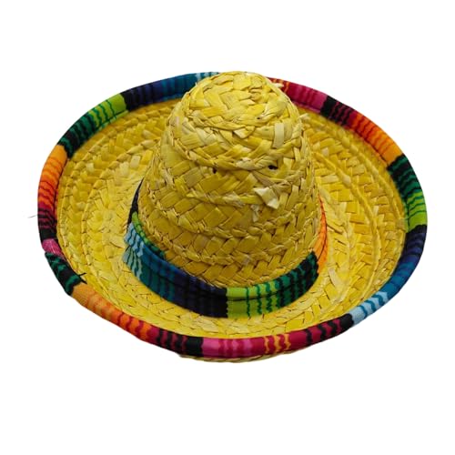 Dreuhuing Mini Sombreros,Gewobener Mexikanischer Hut - Weitkrempige Kostüm Deko Für Kindergeburtstag Hundefeier - Karneval Fiesta Sommerfest von Dreuhuing
