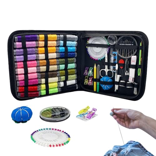 Dreuhuing Nähset Handarbeit | Stabiles Reise-Näh-Etui mit Nadeln und Fäden für unterwegs - Stickzubehör Anfänger Handarbeit Werkzeug Set Geschenk Für Erwachsene Familie Freunde von Dreuhuing
