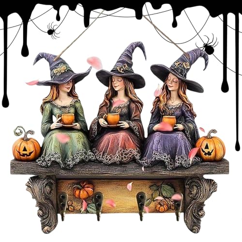 Dreuhuing Schlüsselhalter Für Die Wand - Halloween Hexen Wand Schlüsselhalter Mit 4 Haken | Holz Organizer Mit Kürbis Design Für Zuhause Wohnheim Tür Eingangsbereich Dreuhuing Schlüsselhalter Für Die Wand - Halloween Hexen Wand Schlüsselhalter Mit 4 Haken | Holz Organizer Mit Kürbis Design Für Zuhause Wohnheim Tür Eingangsbereich von Dreuhuing