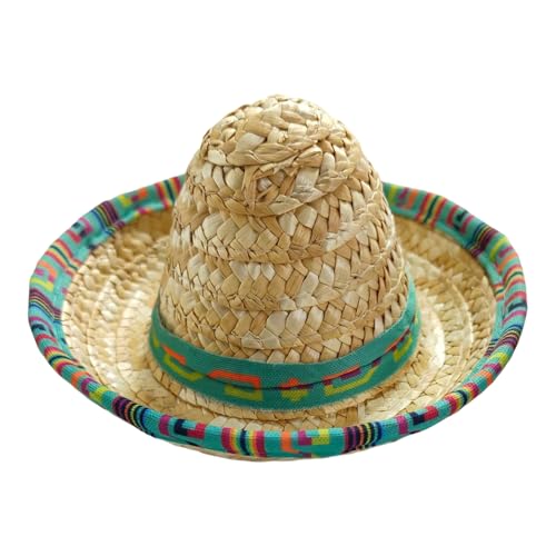 Dreuhuing Sombrero Partymeister Hüte - Gewobener Mexikanischer Hut - Weitkrempige Kostüm Deko Für Kindergeburtstag Hundefeier | Karneval Fiesta Sommerfest von Dreuhuing