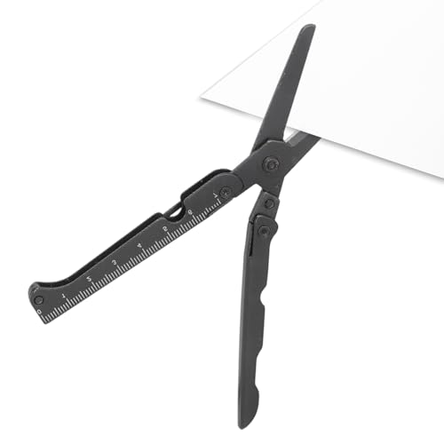 Dreuhuing Taschenschere - Edelstahl Klappbarer Messercutter Mit Lineal - Tragbare Überlebenswerkzeuge Für Nähen Basteln Kunst Garten Camping Reisen Büro Haushalt Schule Studenten von Dreuhuing