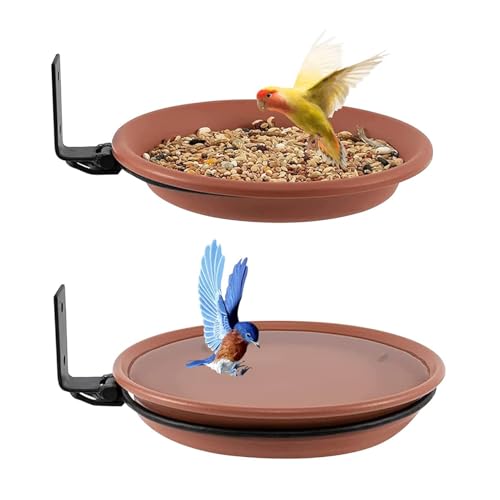 Dreuhuing Wandmontierter Vogelfutterspender - Vogelbadschale,Außendeko 2 Stück Futter- Und Wasserschalen Für Garten Balkon von Dreuhuing