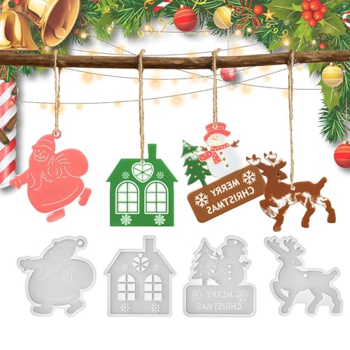 Dreuhuing Weihnachtsornament Harz Formen - Weihnachtsschmuck Anhängerformen | Wiederverwendbare Formen Für Gips Fondant Ton,Betton Fondant Gips Kamin Tür von Dreuhuing