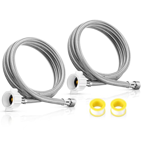 Dreyoo 2 Stück 91,4 cm x 0,95 cm Comp x 2,2 cm BC, universeller flexibler WC-Anschluss mit 2 Klebebändern, geflochtene Edelstahl-Wasserversorgungsleitung mit auslaufsicherer Messingmutter, einfache von Dreyoo