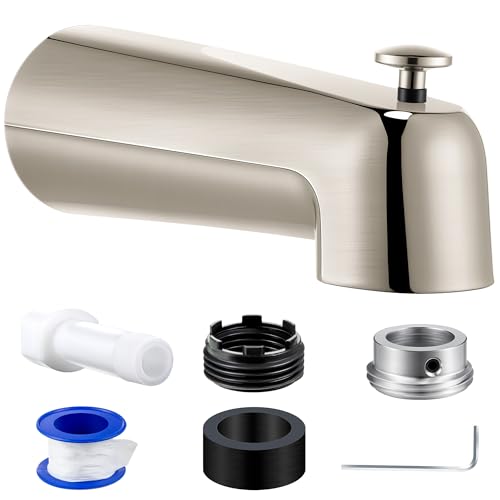 Dreyoo Wannenauslauf mit Umsteller, Wannenauslauf (universell passend für 1,27 cm Kupferrohr, 1,27 cm IPS und 1,9 cm IPS), Badezimmer-Badewannenarmatur mit Adaptern und Sechskantschlüssel (gebürstetes von Dreyoo
