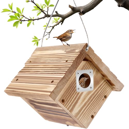 Dreyoo Zaunkönigshaus mit Metallschutz, 3,8 cm Eingangsloch, zum Aufhängen, Zaunkönig, Vogelhäuser für draußen, zum Nisten mit Lüftungsschlitzen, Kiefernholz für Küken, Holzkohle, 1 Packung Dreyoo Zaunkönigshaus mit Metallschutz, 3,8 cm Eingangsloch, zum Aufhängen, Zaunkönig, Vogelhäuser für draußen, zum Nisten mit Lüftungsschlitzen, Kiefernholz für Küken, Holzkohle, 1 Packung von Dreyoo