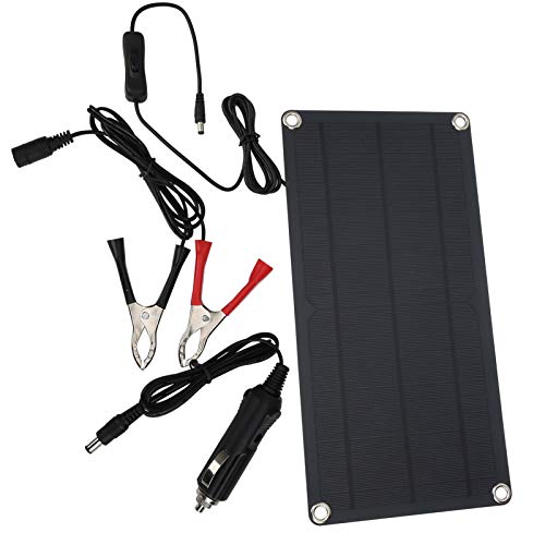 Drfeify 10W Monokristalline Silizium -Solarpanel -Batterieladegerät für 12 V Akku mit Hoher Konvertierungsrate, Outdoor Ladevorgang für Notrufe Aufladen und Unterrichten (1 Solarpanel) von Drfeify