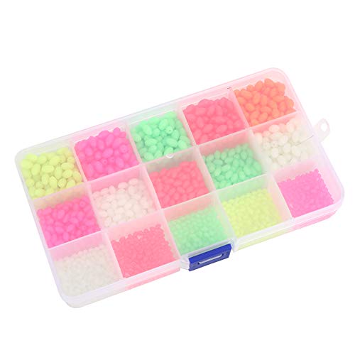 Drfeify 1500pcs Plastikfischerungsperlen Set Oval Geformte Köder Tackle Werkzeuge Loch Design Praktische Angler Weiße Rote Gelbe Perlen von Drfeify