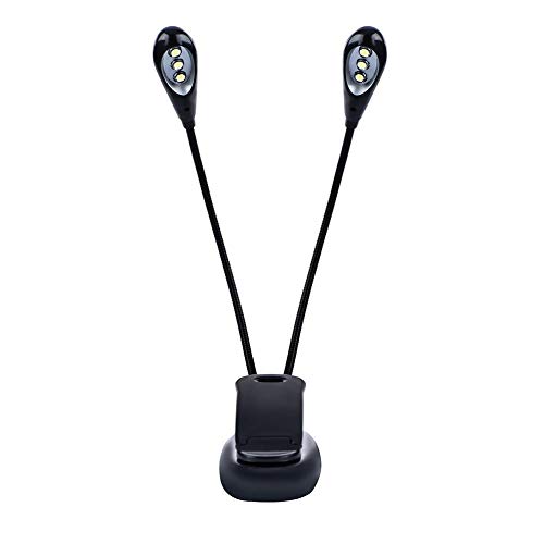 Drfeify Notenständer LED-Licht, Mini-Doppelarmaufsteckleuchte, Einstellbares Leselicht 6 Perlen / 8 Perlen mit USB-Kabellampe für E-Reader-Buch und Bettkopfteil(6 Perlen) von Drfeify