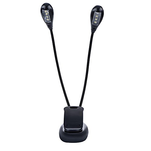 Drfeify Notenständer LED-Licht, Mini-Doppelarmaufsteckleuchte, Einstellbares Leselicht 6 Perlen / 8 Perlen mit USB-Kabellampe für E-Reader-Buch und Bettkopfteil(8 Perlen) von Drfeify