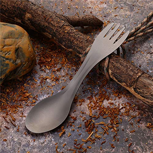Drfeify Outdoor -Leichtmetalllöffel -Gabel Combo Korrosionsbeständigkeit für Picknick Camping Fischerei Silber 1pc von Drfeify