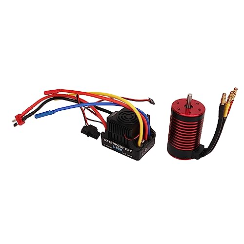 Drfeify RC Bürstenloser Motor 80A Bürstenloser ESC Elektrik -Speed ​​-Controller für 1/8 RC -Auto Autos Hart und Langlebig Schwarz und Rot (3100KV) von Drfeify