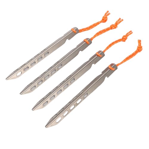 V Form Zelteinsätze, 4pcs Leichtes Ti -Legierung Camping -Zelteinsätze mit Nylonseil für Camping Beach Rasen von Drfeify