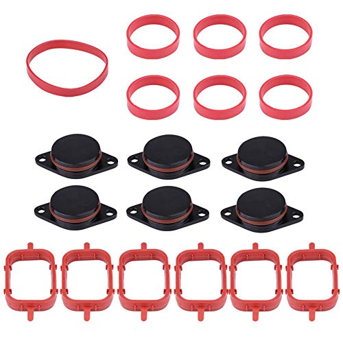 Manifold Dichtungen - 6 * 33mm Auto Aufnahme Diesel Swirl Klappe Rohlinge Reparatur Kit mit Manifold Dichtungen für BMW (schwarz blau und rot) (Color : Black) von Drgger