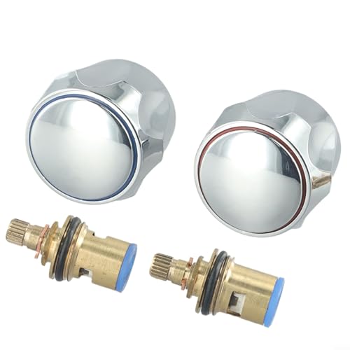 1/2-Zoll-Wasserhahnventilkartuschen, Ersatzhahn für Badezimmer und Küchenspüle, Standard-Heiß- und Kaltwasserhahn, Wasserhahngriffe, Duschmischer Griffe, Ventilkartuschen, Wasserhahn-Umrüstsatz von Drhomeam