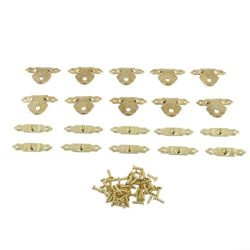 10 Stück Kastenriegel mit 40 Schrauben Eisenschrank Haspe für Schmuck Holzkiste Fall dekorative Haspe Vorhängeschloss Riegel klein Antik Bronze Hasp(Gold) von Drhomeam