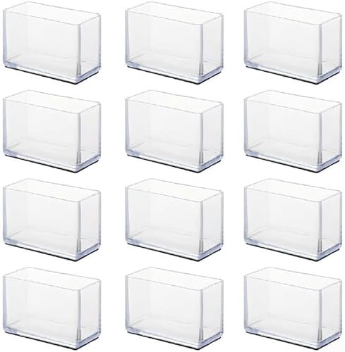 12 Stück rechteckige Stuhlbein-Bodenschoner, transparent, PVC, Stuhlbeinkappen, Möbelfüße, Pads für Hartholzböden, Tischbeinkappe, weiß (20 x 30 mm) von Drhomeam