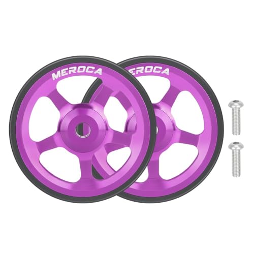 2 Stück 60 mm Faltrad Easy Wheels, Aluminiumlegierung und Gummi Easy Wheel für Brompton für 3Sixty Fahrradteile Fahrradzubehör (lila) von Drhomeam