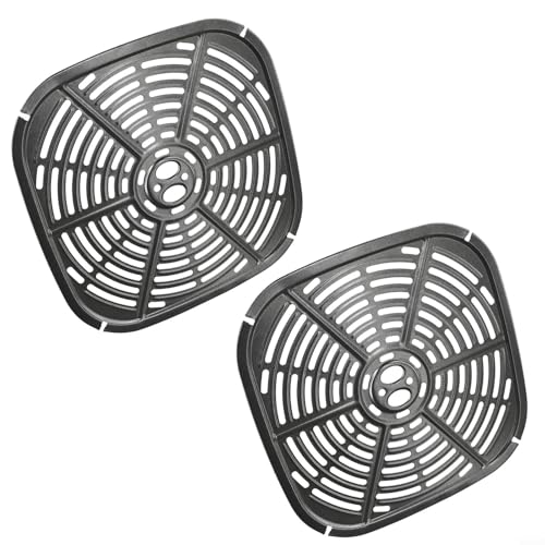 Drhomeam 22,5 x 22,5 cm Luftfritteusen-Grillpfanne, Ersatz, antihaftbeschichtet, hitzebeständig, quadratische Platte, Ersatzteile, Luftfritteusen-Zubehör für Küchengeräte zu Hause (2 Stück) von Drhomeam