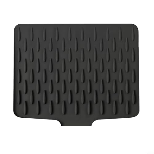 Drhomeam Silikon-Abtropfmatte, Küchenarbeitsplattenschutz, Abflusspad, rutschfest, hitzebeständig, Wasserumleitungsmatte, 40 x 32,5 cm, Küchen-Drainage-Pad (schwarz) von Drhomeam