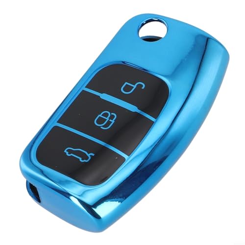 Für TPU Autoschlüssel Hülle für Ford Für Fiesta Für Focus Für Mondeo, Stylische Optik Mit Kratzschutz (Blau) von Drhomeam