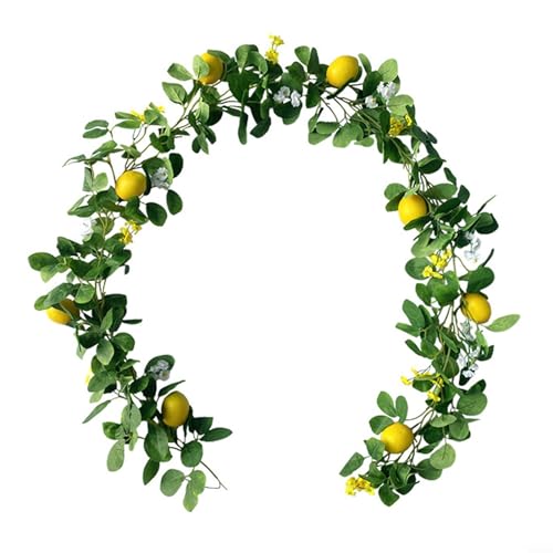 Künstliche Zitronengirlande, 1,7 m / 2 m, Frühlingsfruchtkranz, Rebe mit künstlichen zitronengrünen Blättern (Stil 2: 2 m) von Drhomeam