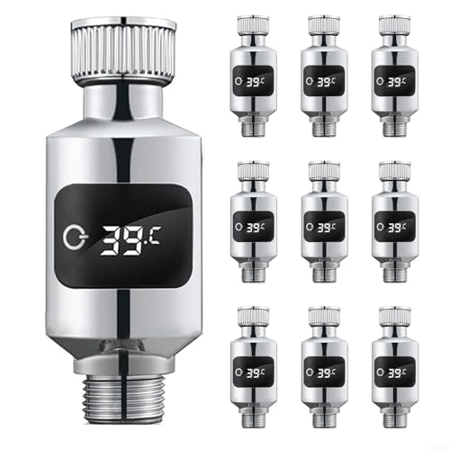 LED-Dusch-Wasserthermometer für 1,27 cm Rohre und Badezimmer-Handbrause, empfindlicher Temperatursensor mit digitaler LED-Anzeige (10 Stück) von Drhomeam