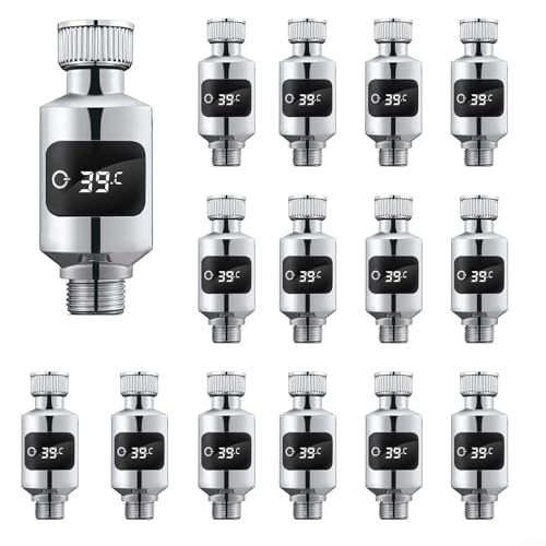 LED-Dusch-Wasserthermometer für 1,27 cm Rohre und Badezimmer-Handbrause, empfindlicher Temperatursensor mit digitaler LED-Anzeige (15 Stück) von Drhomeam