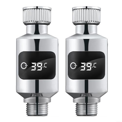 LED-Dusch-Wasserthermometer für 1,27 cm Rohre und Badezimmer-Handbrause, empfindlicher Temperatursensor mit digitaler LED-Anzeige (2 Stück) von Drhomeam