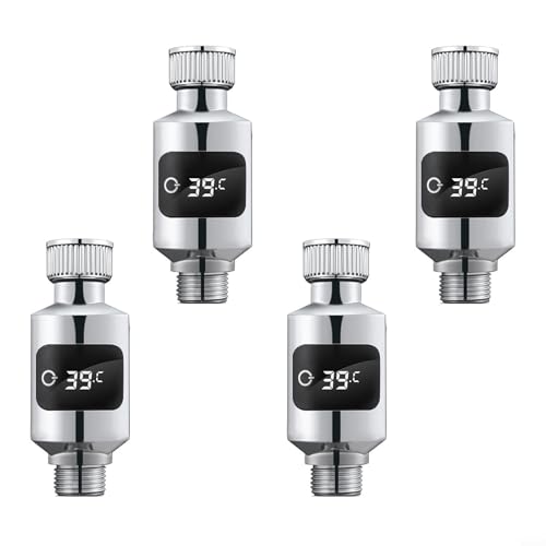 LED-Dusch-Wasserthermometer für 1,27 cm Rohre und Badezimmer-Handbrause, empfindlicher Temperatursensor mit digitaler LED-Anzeige (4 Stück) von Drhomeam