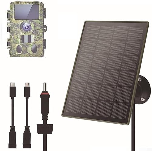Trail Cameras Solarpanel 6000mAh wiederaufladbare Batterie Solarpanel für Jagdkameras, 12V/1A 6V/2A, IP66 Wasserdicht von Drhomeam