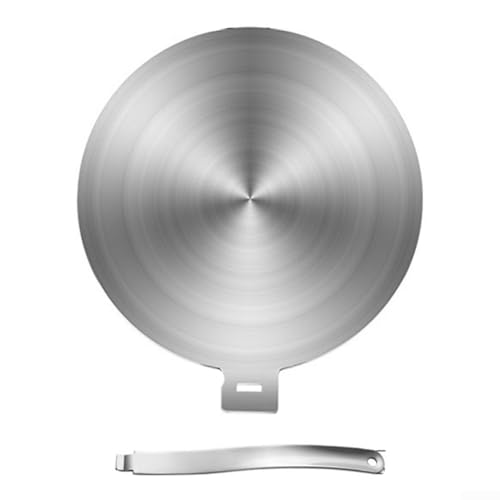Wärmeverteiler-Platte für Induktionsherde, Edelstahl, Induktions-Adapterplatte, Konverter mit abnehmbarem Griff für Küchen-Kochgeschirr (20 cm) von Drhomeam