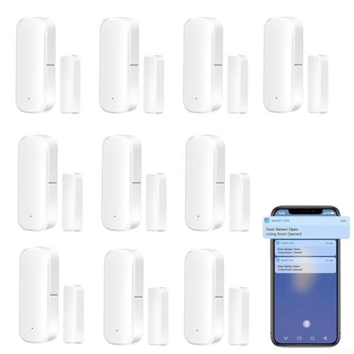 Zigbee Smart Türsensor für Tuya WLAN-Türkontaktsensor mit App-Steuerung, mit Magnetsensor, Alarm mit Benachrichtigung für die Sicherheit zu Hause (10 Stück für Zigbee) von Drhomeam