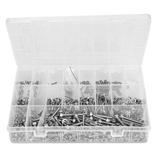DRIKOU 1080 PCS HEXISE SECKETREHLE, 304 Edelstahlschraube Nuss Flat Waschmaschine M2 M3 M4 von DriKou
