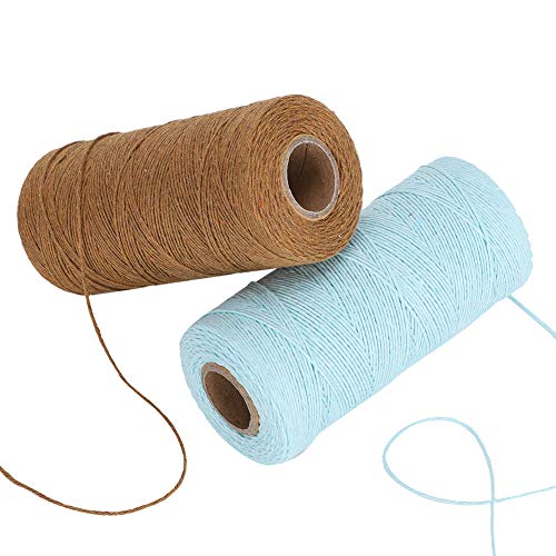DriKou 2 Rolls Pure Cotton Yarn Tensile 8/4 Warp Thread for Knitting Tatting Carpet Tapestry for carpets, blankets, ribbons, and more. von DriKou